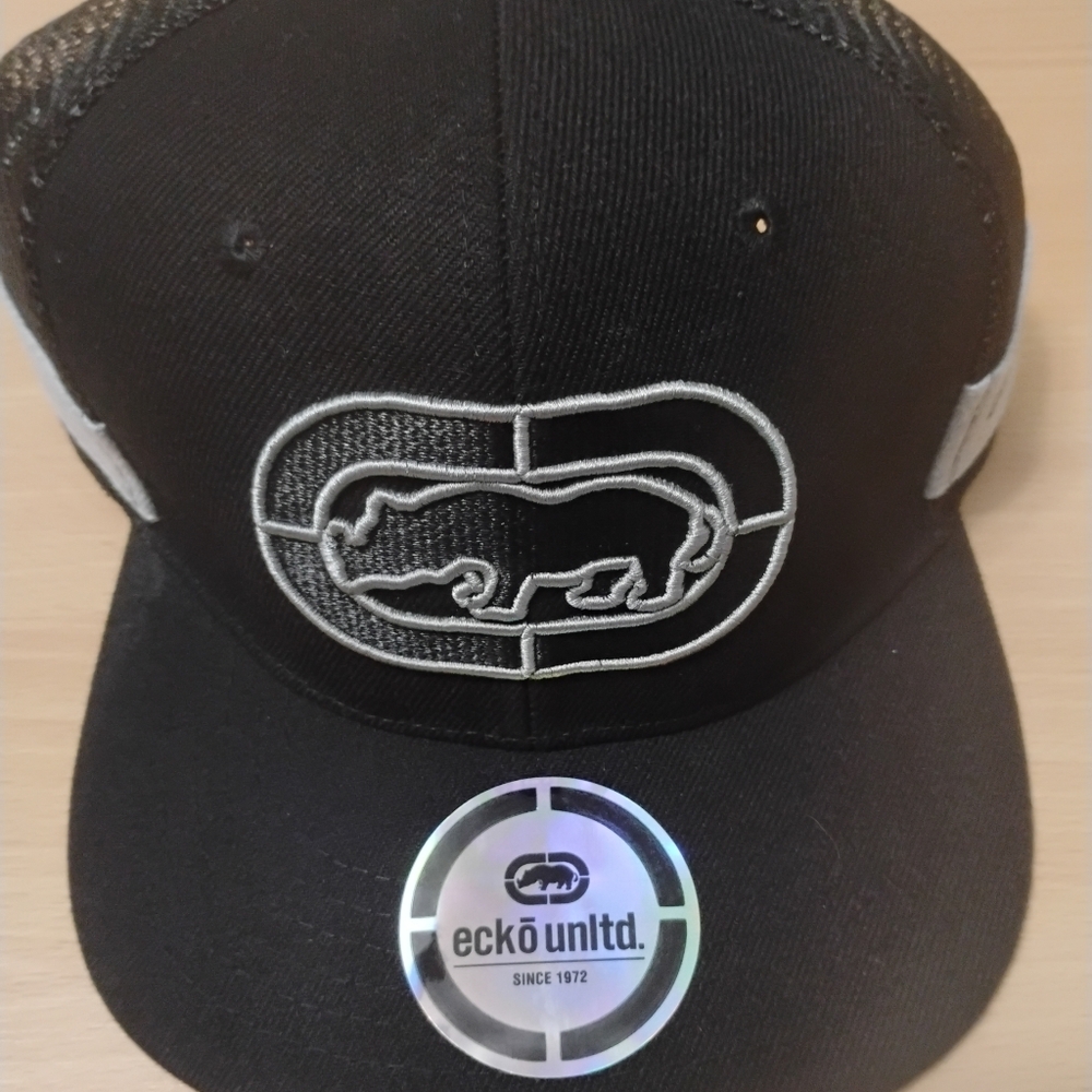 Ecko Unltd. Black Trucker Snapback Hat – Rhino Logo – New With Tags 🔥